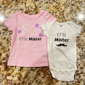 NWOT brother and sister T-shirt and onesie set